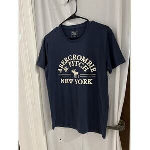 Abercrombie And Fitch Navy Blue Men’s Short Sleeve Appliqué Logo Tee Sz S